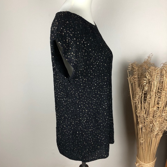 VINTAGE Gold Speckled Short Sleeve Blouse Small - Picture 6 of 7